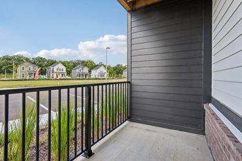Private patio space at montage west lafayette apartments.